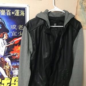 BLACK Leather Jacket/ Hoodie